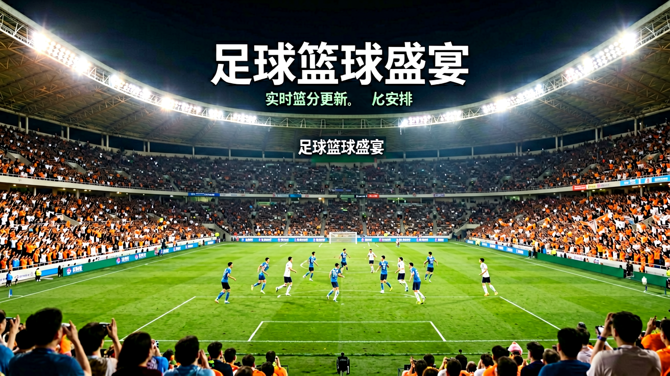 灯火通明的足球场全景，呈现YY体育赛事覆盖的现场氛围
